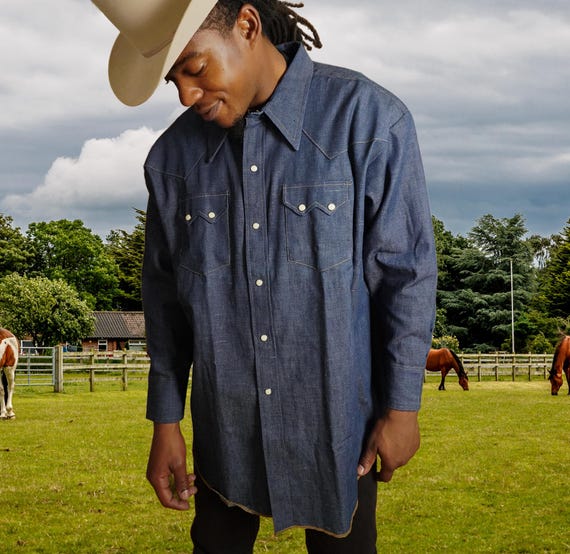 Mens Dee Cee Denim Shirt, Big & Tall, Double Saw Tooth, Western 