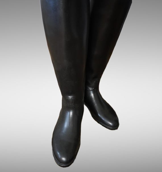 Imperial England Leather Equestrian Riding Boots 11 Black Tall Knee High Pull On English Equestrian Riding Dress and Field Boots for Men  main image 4