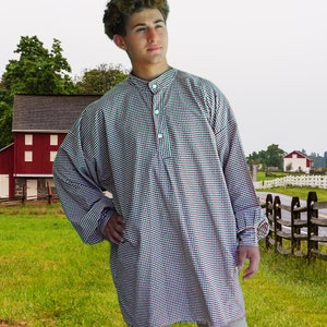 Reenactment Civil War Shirt, Renaissance Festival Shirt, Pirate Costume Top, 1850s Men&#39;s Clothing,
