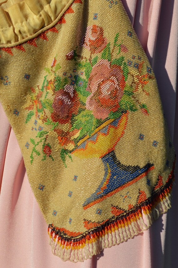 Victorian Beaded Purse: Antique Floral Micro Bead Han… - Gem