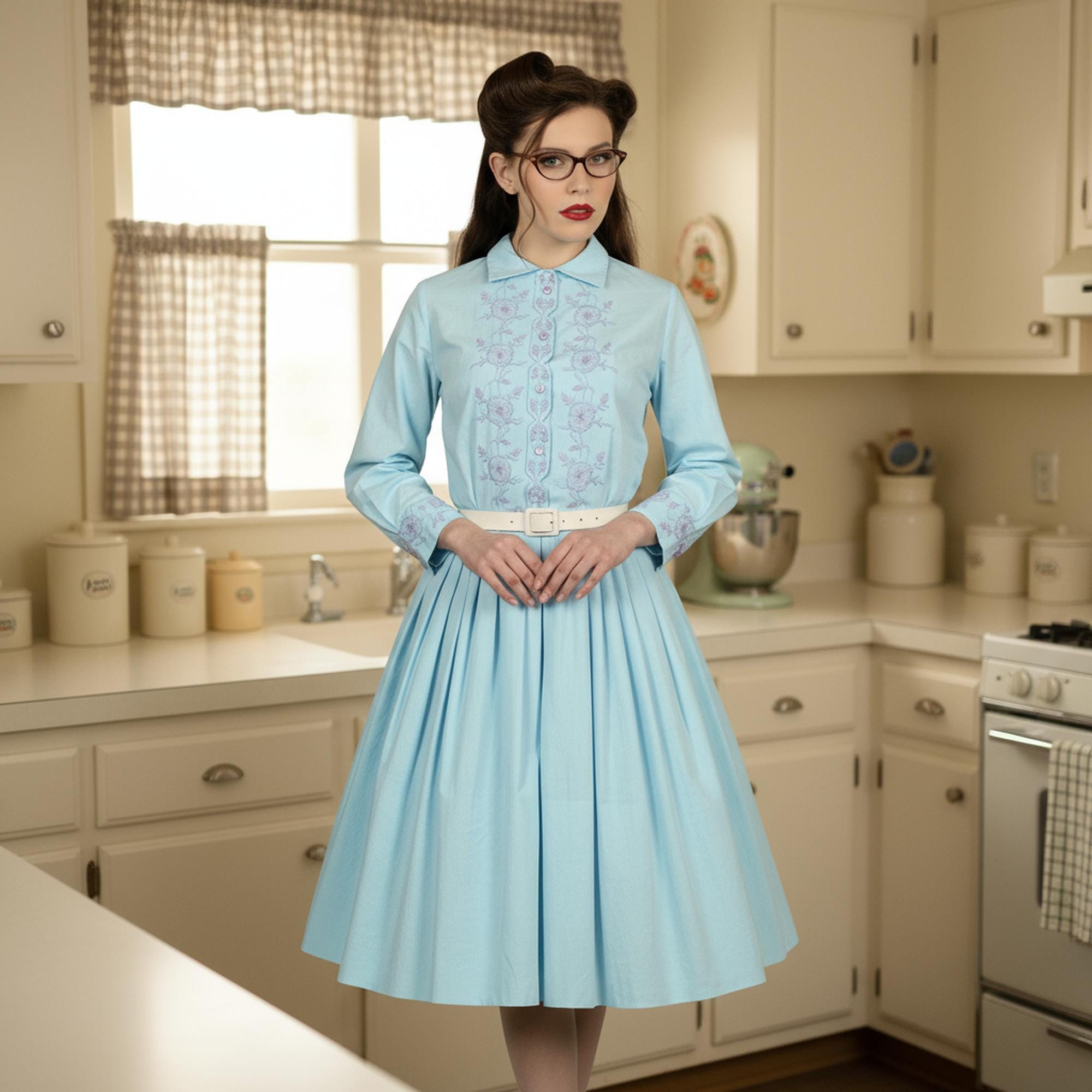 1950s housewife dress Omexry Jinmgg Womens Plus Size Women Short Sleeve Evening Party Prom Blue XL, Women's 1950s Style 1950s Housewife Dress