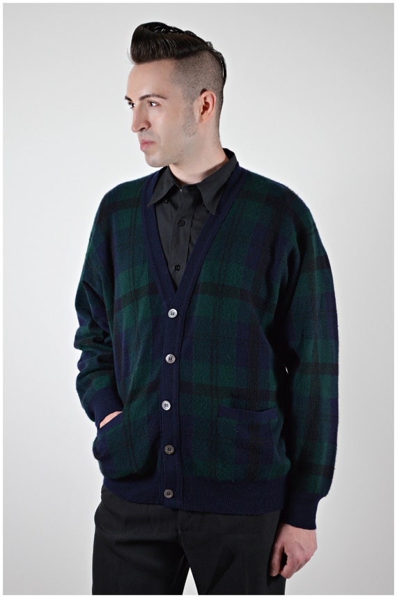 Mens Cashmere Cardigan, Plaid Sweater, Paul Stuart