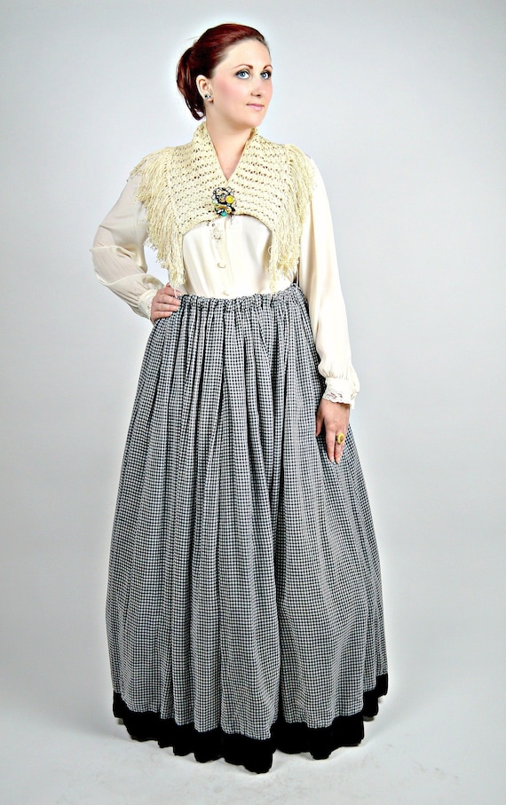 Antique Victorian Skirt, 1900s Gingham Petticoat,