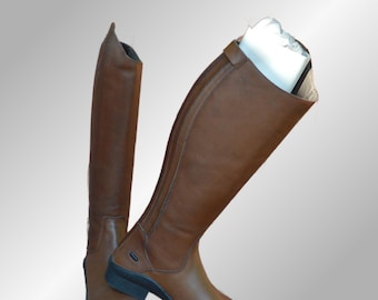 Ovation Aeros Elite Tall Boots, Medium Brown Waxy Leather, Equestrian Footwear, Back Zipper, Women&#39;s Riding Boots