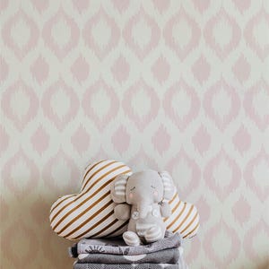 Ikat Wallpaper in Blush Pink | Relaxed Geometric Boho Modern | Girl Nursery Bedroom | Peel and Stick Pre-Pasted or Traditional Non-Pasted