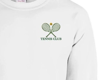 Embroidered Tennis Club Sweatshirt: Vintage Style Retro Sportswear