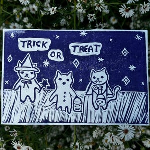 Bloco de impressão de gatos "Trick or Treat"