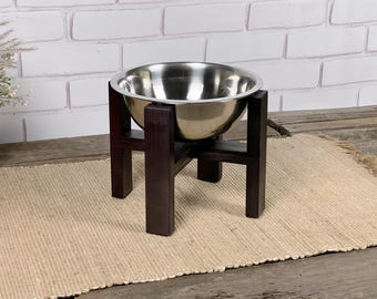 Dog Bowl Stand for French Bulldog, Personalized Elevated Wooden Dog Feeder, Custom Frenchie Bowl Stand, Single Bowl Pet Feeder