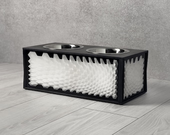 Parametric Dog Furniture: Sculptural Elevated Bowl Stand with Crystal-Clear Epoxy Facades