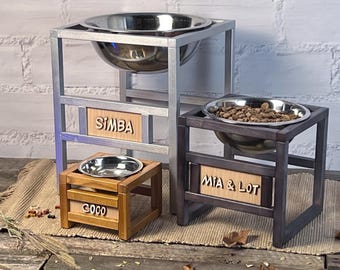 Personalized Single Dog Bowl Stand, Elevated Wooden Dog Bowl Holder With Name, Custom Pet Feeding Station, Handmade Dog Gift With Bowl