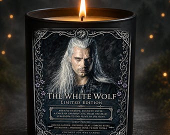 Fantasy-gamingkaars | Geralt of Rivia Candle, The White Wolf Candle | The Witcher Candle | Cavill-kaars | Fantasiekaarsen