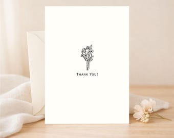 Thank You Card Printable, Editable Canva Thank You Card, Minimal Floral Greeting Card, Instant Download