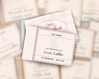 Printable Love Coupons for Him Her, Valentines Day Gift for Boyfriend, Anniversary Gift for Husband, Romantic Coupon Book, Instant Download