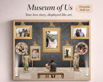 Museum of Us Anniversary Gift • Personalized Photo Collage for Boyfriend • Dark Interior Wall Art • Editable Digital Download