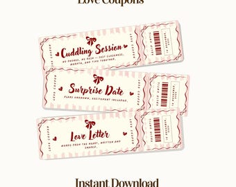 Printable Love Coupons for Him or Her, Romantic Anniversary Gift, Valentine’s Day Coupon Book, Naughty & Sweet Date Ideas, Last Minute Gift
