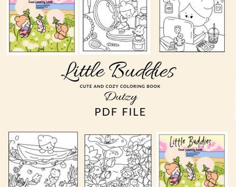 Little Buddies: Cute and cozy coloring book by Dutzy. Digital Download pdf.