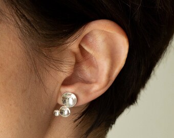 Minimalist Sterling Silver Earrings, Modern Elegant Sculptural Studs, Contemporary Geometric Jewelry