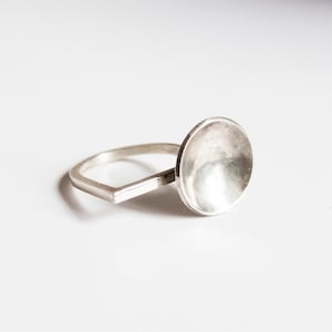 Minimalist geometric silver ring, Bauhaus asymmetrical rings for her, Modern contemporary jewelry, Cool avant garde ring, Architect gift