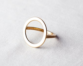 Minimalist Brass Ring, Statement Rings for Women, Unique Circle Ring, Geometric Contemporary jewelry, Cool Handmade Gift for Her