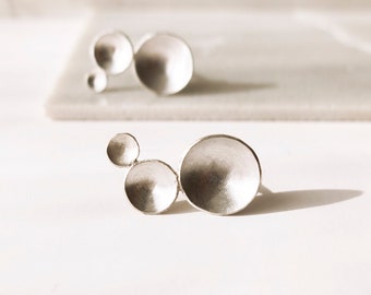 Edgy Sterling Silver Earrings, Contemporary Earrings for Women, Unusual Abstract Modern Jewelry, Cool Asymmetrical Studs