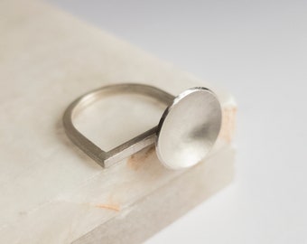 Avant garde Bauhaus silver ring, Abstract geometric jewelry, Unusual Architectural ring, Cool stackable rings for women Contemporary jewelry