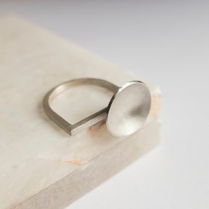 Avant garde Bauhaus silver ring, Abstract geometric jewelry, Unusual Architectural ring, Cool stackable rings for women Contemporary jewelry