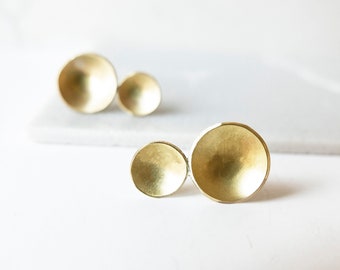 Organic matte brass earrings for women, Unusual Minimalist earrings, Sculptural contemporary jewelry handmade in Spain, Unique Gift for her