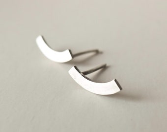 Arch minimalist silver earrings, Avant garde Kandinsky inspiration gift, Geometric abstract jewelry,