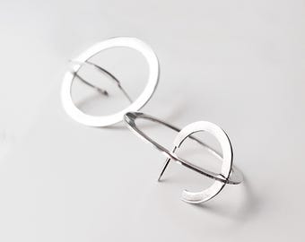 Silver Hoop Earrings Architectural | Intersection Design | Polished Sterling Silver