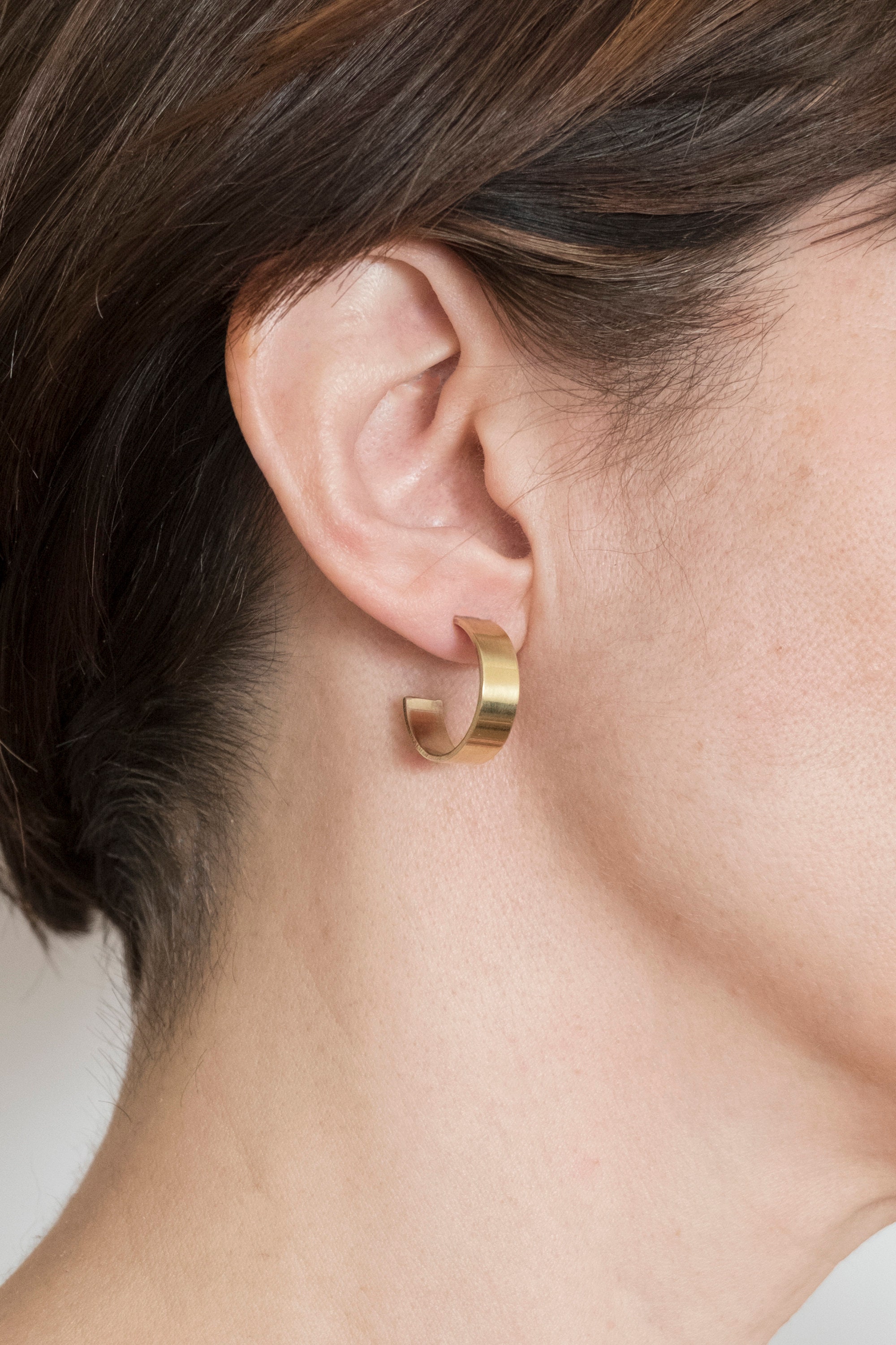 Gold hoop earrings Statement Brass jewelry Thick earlobe Etsy