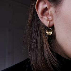 Bauhaus Asymmetrical Earrings, Cool Geometric earrings, Abstract Sculptural earrings, Unusual Minimalist jewelry image 2