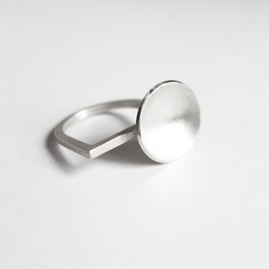 Minimalist matte silver ring, Bauhaus architectural ring, Unusual gift for her, Geometric abstract Bauhaus ring, Cool contemporary jewelry