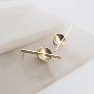 Bauhaus Asymmetrical Earrings, Cool Geometric earrings, Abstract Sculptural earrings, Unusual Minimalist jewelry image 6