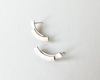 Abstract asymmetrical silver earrings, Avant garde Kandinsky inspiration jewelry, Unique architect gift for her