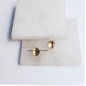 Bauhaus Asymmetrical Earrings, Cool Geometric earrings, Abstract Sculptural earrings, Unusual Minimalist jewelry image 5