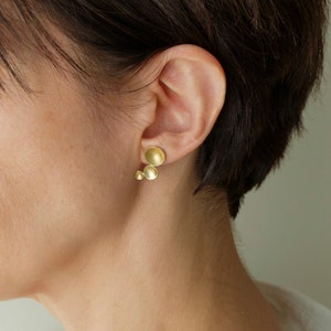 Minimalist Edgy Earrings, Unusual Golden jewelry, Abstract Sculptural Earrings, Asymmetrical Stud Earrings for Women image 9