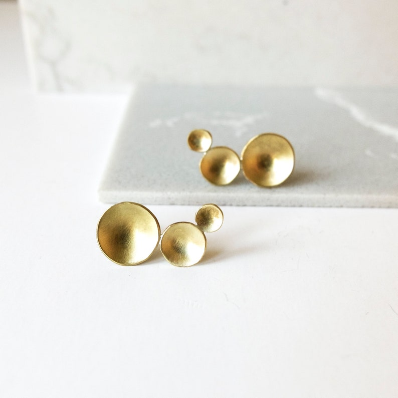 Minimalist Edgy Earrings, Unusual Golden jewelry, Abstract Sculptural Earrings, Asymmetrical Stud Earrings for Women image 5