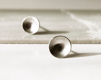 Minimalist Dome Earrings | Sterling Silver Stud Earrings | Contemporary Geometric Jewelry | Architectural Gift