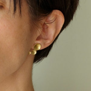 Minimalist Edgy Earrings, Unusual Golden jewelry, Abstract Sculptural Earrings, Asymmetrical Stud Earrings for Women image 6