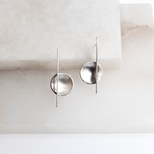 Bauhaus Architectural earrings, Silver asymmetrical earrings, Minimalist Geometric Jewelry, Architect gift for her, Contemporary Jewelry image 4