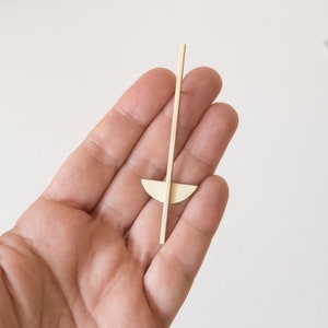 Geometric golden brass brooch, Statement Accessory inspired by Moholy Nagy artistic works and the bauhaus style, Best architect gift for her image 3