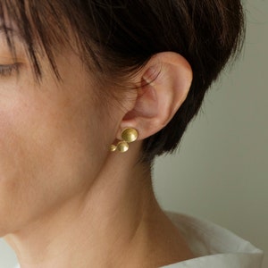 Minimalist Edgy Earrings, Unusual Golden jewelry, Abstract Sculptural Earrings, Asymmetrical Stud Earrings for Women image 8