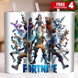 Fort Night 20 oz Skinny Tumbler Png, Cartoon Characters 20oz Tumbler Png, Game Characters Straight and Taper Tumbler Wrap