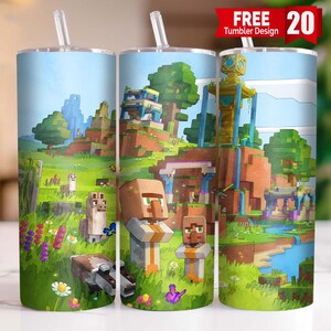 Game 20 oz Skinny Tumbler Png, Cartoon Characters 20oz Tumbler Png, Game Characters Straight and Taper Tumbler Wrap