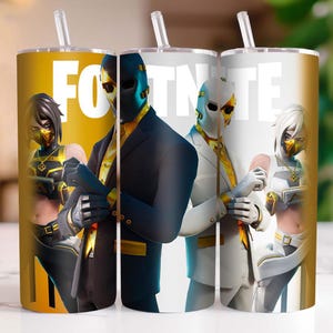 Fort Gaming  20 oz Skinny Tumbler Png, Cartoon Characters 20oz Tumbler Png, Game Characters Straight and Taper Tumbler Wrap