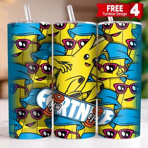 Fort Night 20 oz Skinny Tumbler Png, Cartoon Characters 20oz Tumbler Png, Game Characters Straight and Taper Tumbler Wrap