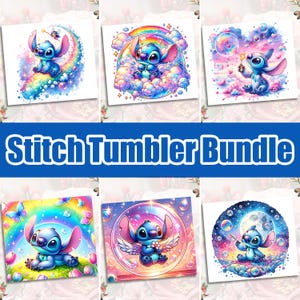 6 Stitch Tumbler Wrap Bundle , 20oz Tumbler, Cartoon Tumbler Wrap, Stitch Watercolor Design Png, Tumbler Sublimation, Digital File Png