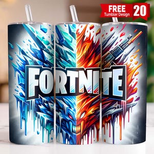 Fort Night 20 oz Skinny Tumbler Png, Cartoon Characters 20oz Tumbler Png, Game Characters Straight and Taper Tumbler Wrap