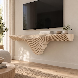 Björkplywood flytande hylla parametrisk konsol skulptural väggdekor entré moderna hemmöbler