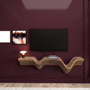 Modern Parametric Floating Wall Shelf: MDF TV Unit image 1